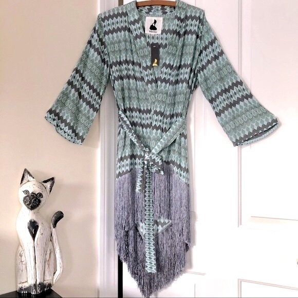 Fringe Hem Kimono, Handmade in Indonesia - Picture 3 of 9